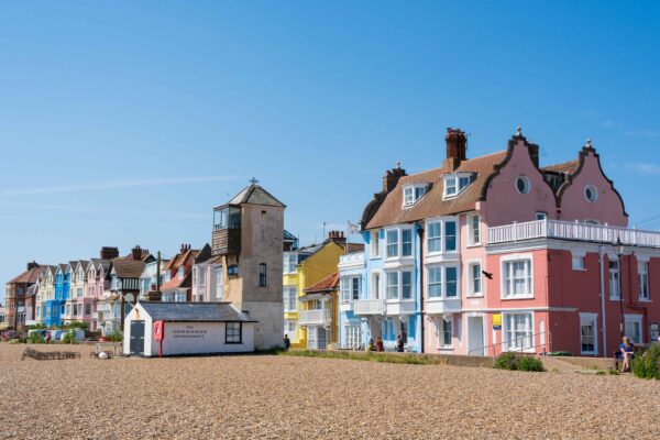 Colourful seafront houses.