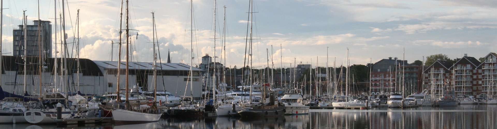 A marina with calm waters.