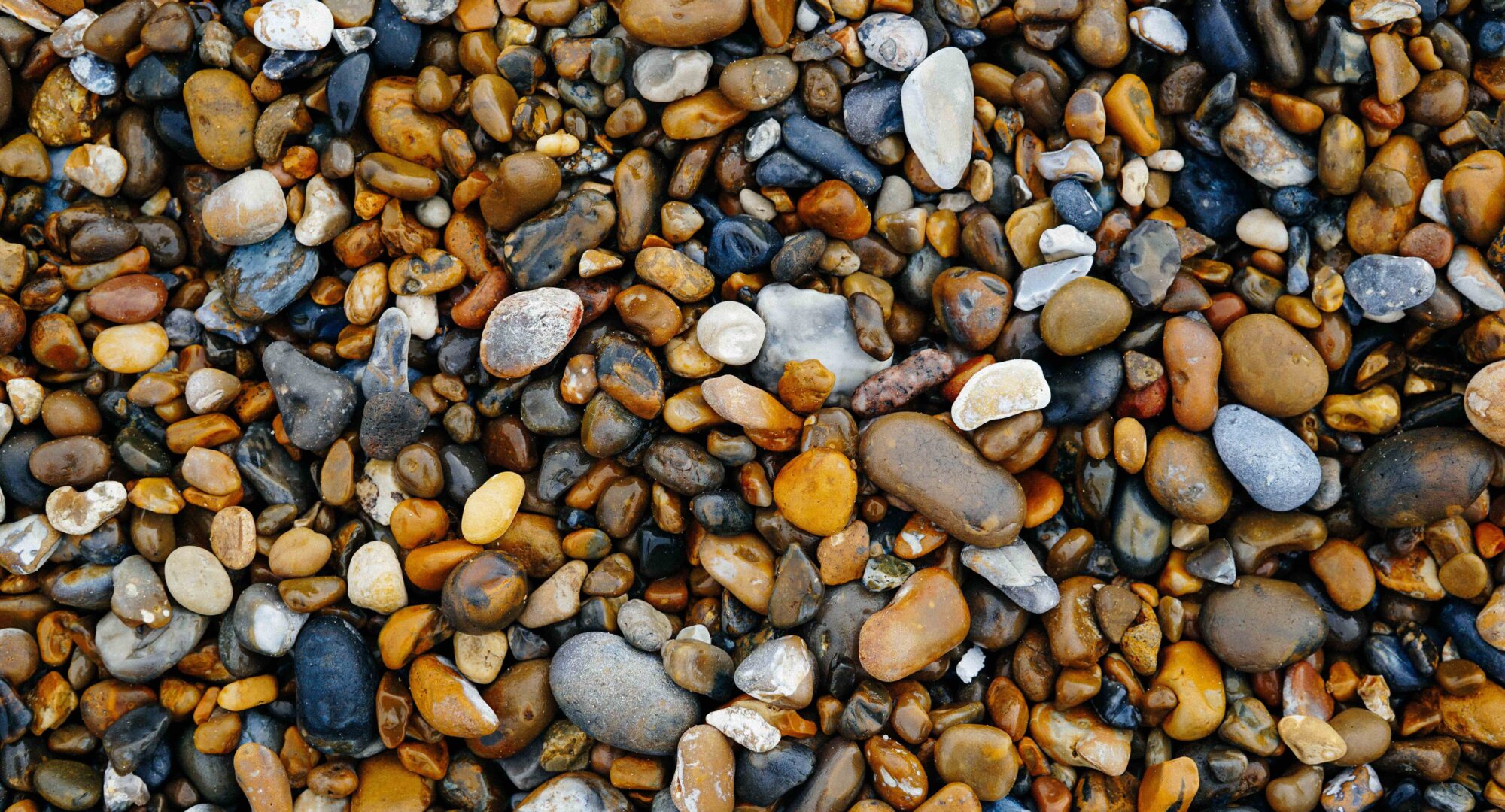 A close up of beach pebbles.